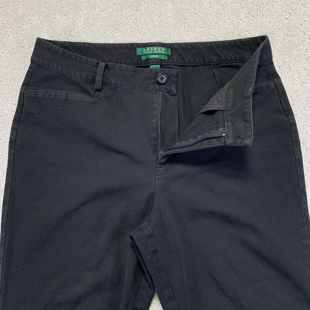 Lauren Ralph Lauren Catlin Pants Womens Size 8 Black Stretch Dress Chino 31x27.5
